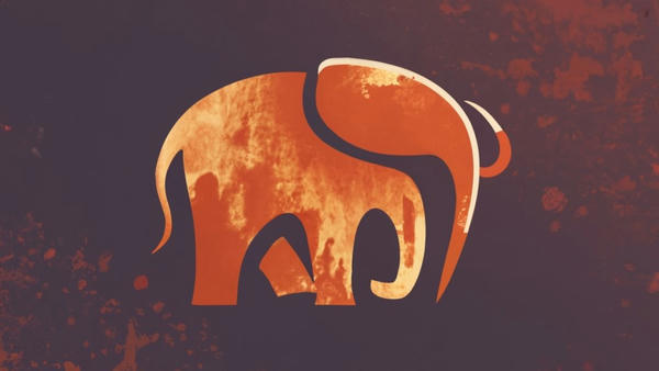 A modified and modernized ElePHPant PHP mascot in a rusty color